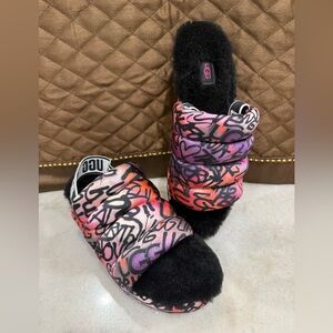 UGG Multicolor Graffiti Slippers Women’s Size 9 New